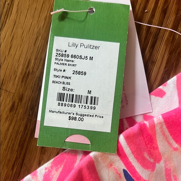 Lilly Pulitzer Pink and Blue Leaf Print Skirt - Picture 3 of 7